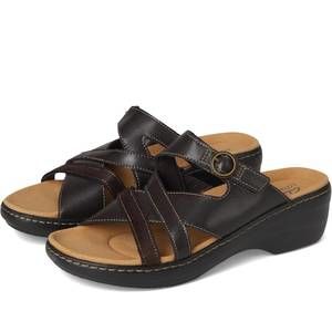 NEW CLARKS women's merliah holly sandal in dark brown